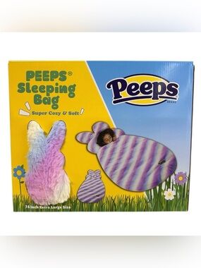 NEW Kids Extra Large Peeps Multicolor Sleeping Bag. Rainbow, Fuzzy, Cozy